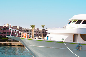 White ship in the Red Sea in Hurghada, Egypt