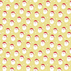 Christmas pattern with funny Santa Claus. Vector