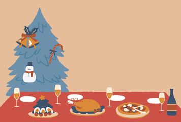 クリスマスパーティーの背景イラスト