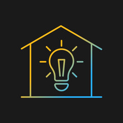 Lighting gradient vector icon for dark theme. Minimum illumination standards. Electricity supply. Provide natural light. Thin line color symbol. Modern style pictogram. Vector isolated outline drawing