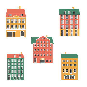 Denmark landmark vector cartoon illustration isolated on white background, danish decorative flat colorful buildings icon, european architecture historic sight attraction, Travel sightseeing set