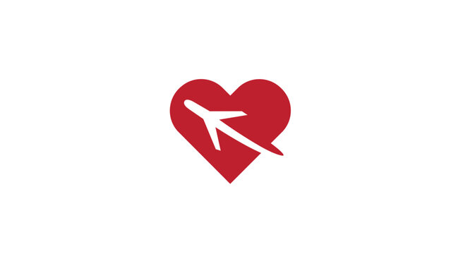 Creative airplane heart logo symbol vector