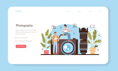 Photography school club or course web banner or landing page