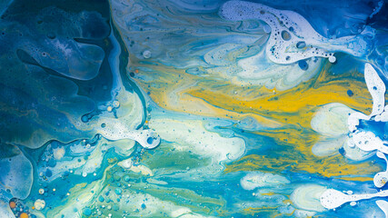 Blue Acrylic Pour Color Liquid marble abstract surfaces Design.