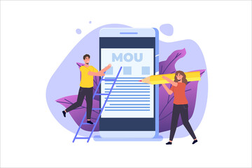 memorandum of understanding MOU. Vector illustration.