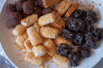 Traditional moroccan chocolate chip cookies on plate