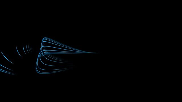 Blue neon lines moving fast on black background 4k footage