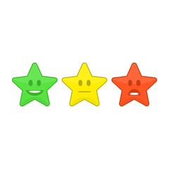 Stars with smiling face. Star icons with smile isolated on white background. Funny character. Vector illustration in flat style. EPS 10.