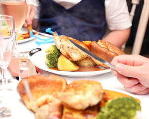 Classic British Roast Dinner at a wedding reception
