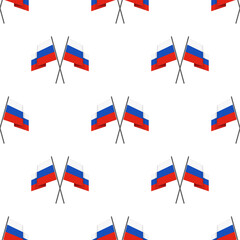 Two crossed Russian national flag seamless background. Waving Flag texture. Vector illustration EPS 10.