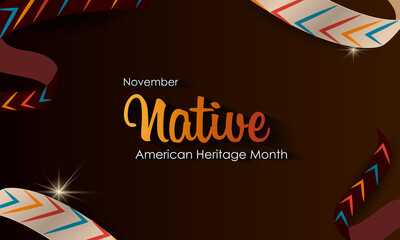 Native American Heritage Month in November. American Indian culture. National ornament.