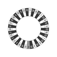 European roulette wheel. Gambling concept. Top view. Casino Roulette Wheel isolated on white background. Vector illustration. EPS 10.