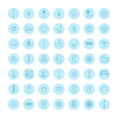 スポーツ用品のカラーアイコンセット