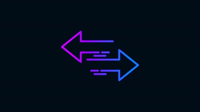exchange line icon animation.Glowing neon line icon with gradient color. black background