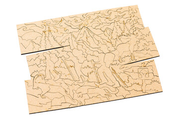 Cardboard puzzle for coloring, isolated on a white background
