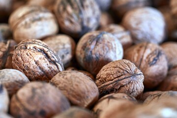 Walnuts in a pile
