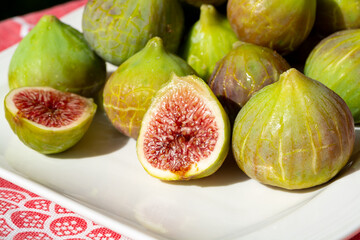 New harvest of fresh ripe sweet fig fruits