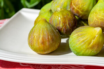 New harvest of fresh ripe sweet fig fruits