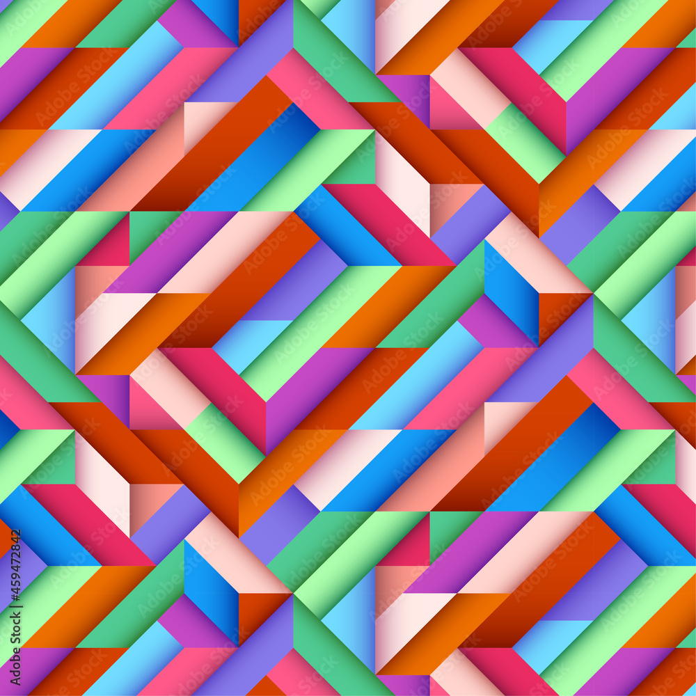 Poster background pattern with colorful geomatric shapes and shadow, vector eps10