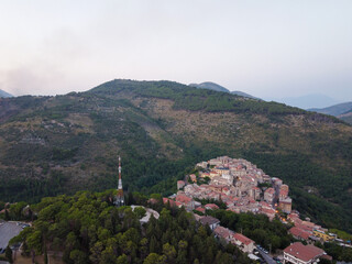 Naklejka premium Small mountain village Lenola, aerial view, located near Fondi, Latina, Italy
