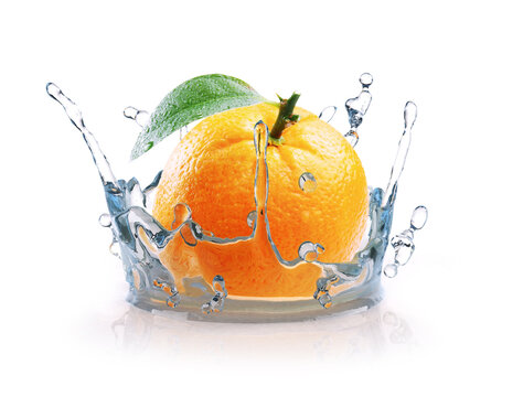 orange splash water isolated on a white background, 3d rendering