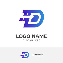 modern letter D logo design template concept vector with flat blue color style