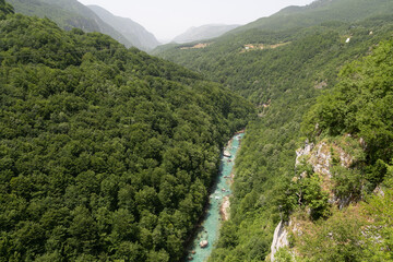 Mountain river in summer heat