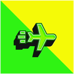 Airplane Green and yellow modern 3d vector icon logo