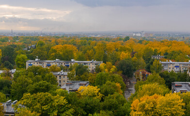 autumn in the city, a view from a height