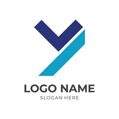 letter Y logo design template concept vector with flat blue color style