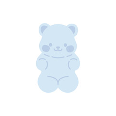 Blue gummy bear with white background