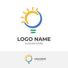 Fototapeta premium bulb inspiration logo concept with flat colorful style