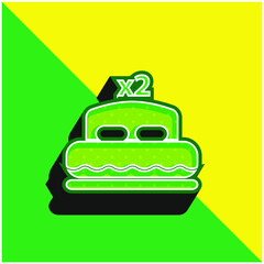 Bed For Two Green and yellow modern 3d vector icon logo
