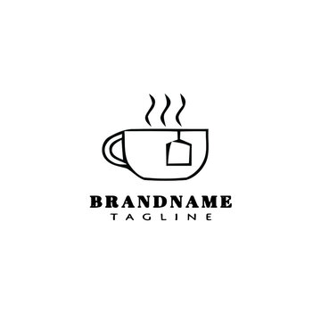 unique cup cartoon logo design template icon black isolated vector