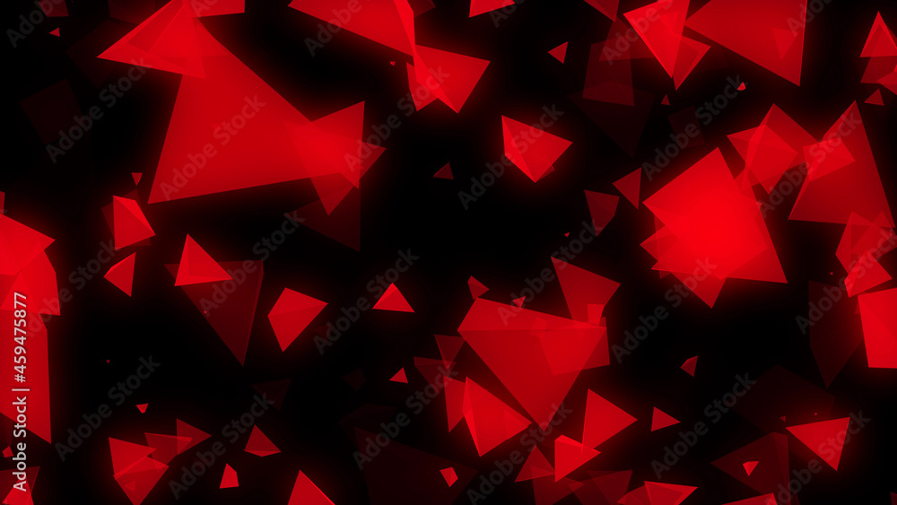 Aufkleber abstract red background with chaotically flying triangles