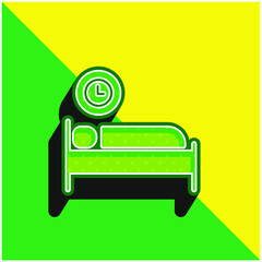 Bed Time Green and yellow modern 3d vector icon logo