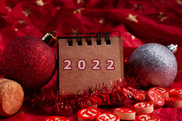 Calendar 2022 and christmas decoration - New year concept