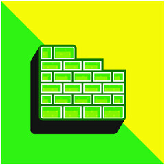 Brick Wall Green and yellow modern 3d vector icon logo