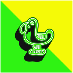 Bird Hand Drawn Toy Animal Green and yellow modern 3d vector icon logo