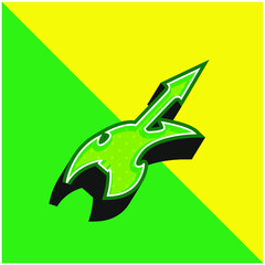 Abstract Shape Electric Guitar Green and yellow modern 3d vector icon logo