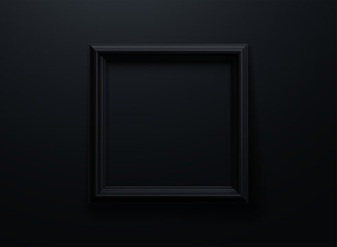 Black Picture Frame On Black Wall Background