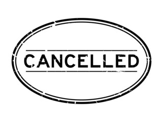 Grunge black cancelled word oval rubber seal stamp on white background