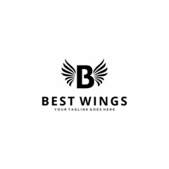 Creative Illustration modern B with wings sign luxury geometric logo design template