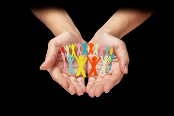 Diversity And Inclusion. Business Employment Leadership. People Silhouettes in hands