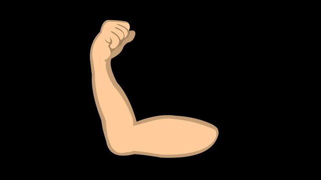 Loop animation of an arm flexing the bicep with a transparent background