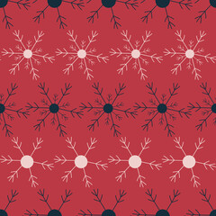 Vector red Christmas jumper snowflake seamless pattern background perfect for Christmas fabric, apparel, gift wrap, scrapbooking, wallpaper, web and graphic projects.