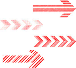 Fototapeta premium Grunge textured sideways Set . Linear signs collection. Arrow Design .four elements for your design.Striped direction. vector illustration
