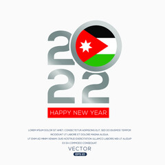 Obraz premium Creative Jordon Flag Design with 2022 Year, Happy new Year.