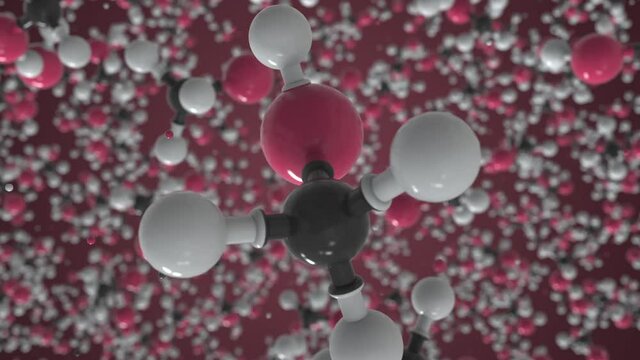 Methanol molecule, scientific molecular model, looping 3d animation