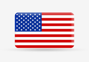 USA flag 3d icon. American national symbol. United Sates emblem. Vector illustration.